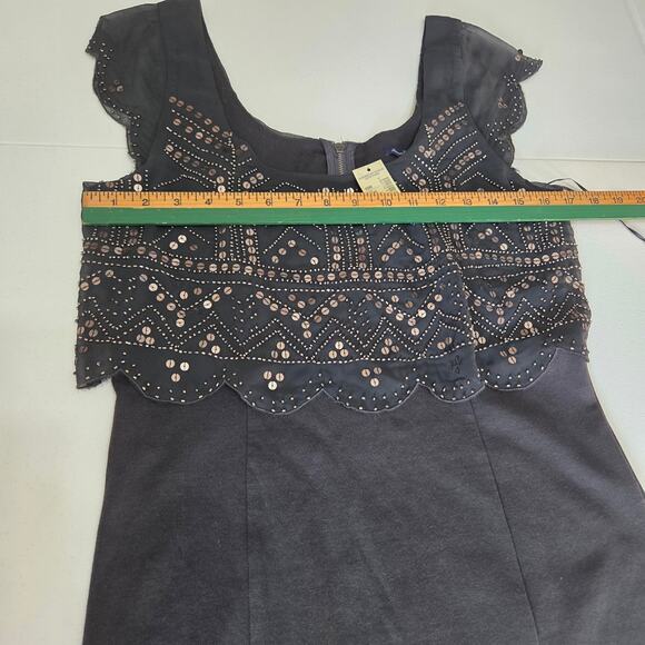 American Eagle Woman's M Grey Casual Mini Dress Beaded Sequin Scoop Sleeveless - Picture 7 of 8